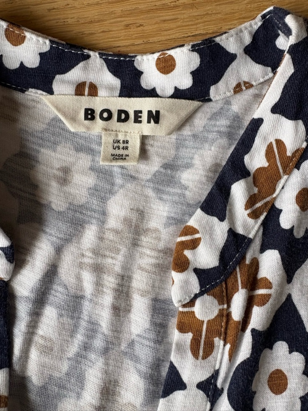 Boden Sleeveless V-Neck Maxi Dress in Navy and Brown Tile Print - Picture 3 of 9